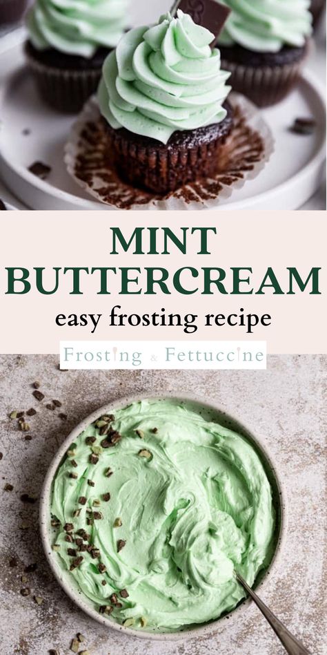 Mint Chip Frosting, Chocolate Cake Mint Frosting, Mint Chocolate Chip Frosting, Vanilla Mint Cupcakes, Chocolate Mint Cupcakes Recipe, Mint Frosted Brownies, Mint Chocolate Frosting, Mint Icing For Brownies, Mint Oreo Cupcakes