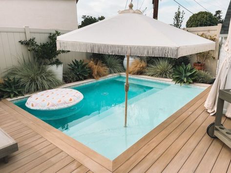 Plunge Pool Costs: Popular Options and Estimates | Yardzen Outdoor Pool Small Yard, Plunge Pool In Deck, Functional Pool Area, In Ground Plunge Pool, Small Backyard Pool And Bbq Area, Plunge Pool Sizes, Micro Pool Backyard, Plunge Pool Off Deck, Plunge Pool Deck