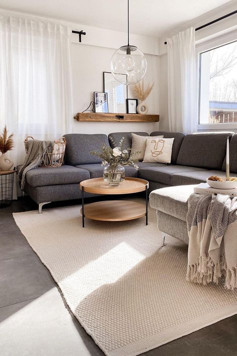 Chic and Cozy: 30 Grey Sofa Living Room Styles You'll Adore - placeideal.com Dark Grey Sofa Living Room, Dark Grey Couch Living Room, Gray Sofa Living, Gray Living Room Design, Grey Sofa Living Room, Grey Couch, Grey Couch Living Room, Living Room Decor Gray, Grey Sofa