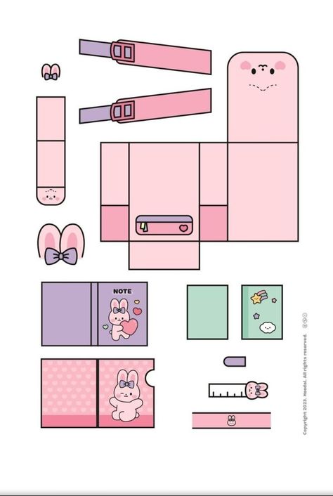 Paper Figure Template, Cherry Craft, Duck Things, Papercraft Templates Printables, Buku Diy, Paper Toys Diy, Kitty Crafts, Diy Paper Toys, Diy Hello Kitty