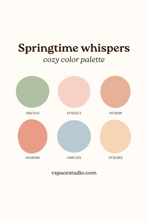 Mom Color Palette, Early Spring Color Palette, Cute Color Schemes Colour Palettes, Floral Color Palette Colour Schemes, Gentle Color Palette, Cozy Color Pallete, Light Colors Palette, Color Palette Classroom, Positive Color Palette