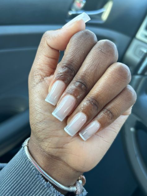 Cloudy White French Tip Nails, White Base French Tip, Soft White French Tip Nails, White On White French Tip, White On White French Tip Nails, Cloudy White Nails, American French Nails, White On White French Manicure, Milky White French Tip Nails