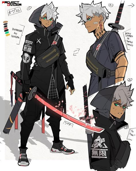 Character Drawings, Tech Jacket, Black Cartoon Characters, Character Design Sketches, Cyberpunk Character, Character Sketches, Black Anime Characters, Black Cartoon, Game Character Design