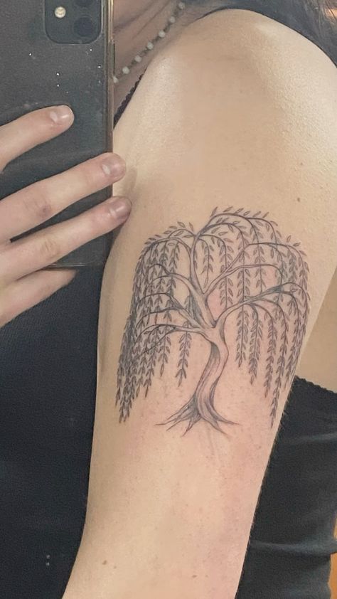 Fine Line Tattoo Designs, Willow Tree Tattoo, Line Tattoo Designs, Rabe Tattoo, Earthy Tattoos, Willow Tree Tattoos, Tato Jari, Mother Nature Tattoos, Funky Tattoos