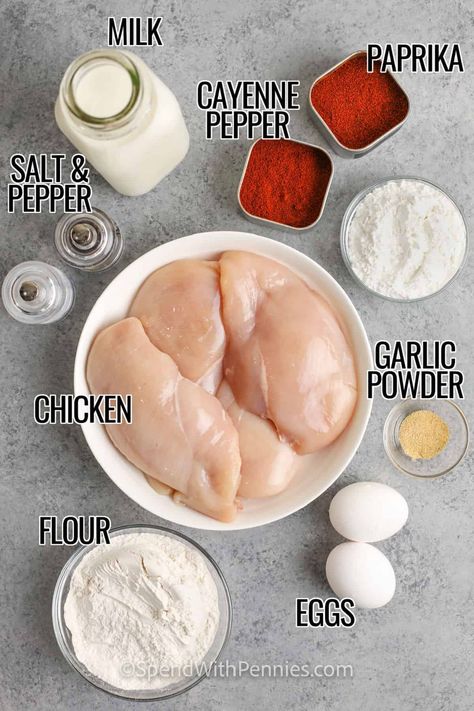 This Southern chicken fried chicken recipe will put you in comfort food heaven! Tender chicken, coated in a crispy egg and flour batter is smothered in a creamy white gravy with a hint of cayenne pepper. Enjoy it with rice and collards for the full Southern-style experience, or tuck the chicken into sandwiches. #chickenfriedchicken #spendwithpennies #chickenfriedchickenwithgravy #chickenfriedchickenrecipe Easy Batter For Chicken, Easy Country Fried Chicken, Easy Chicken Fried Chicken Recipe, Sour Cream Fried Chicken, Copycat Churches Fried Chicken, Chicken Coating Recipes Flour, Fried Chicken Recipe Deep Fryer, Crispy Chicken No Breadcrumbs, How To Make Chicken Fried Chicken