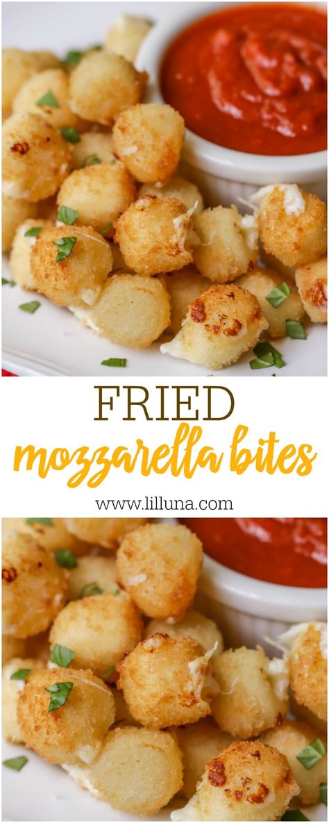 Fried Mozzarella Bites, Mozzarella Bites, Fried Mozzarella, Bite Size Snacks, Mini Appetizers, God Mad, Easy Lunch Recipes, Deilig Mat, Easy Casserole Recipes