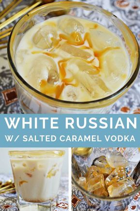 Salted Caramel Liquor Recipes, Carmel Vodka Recipes, Carmel Vodka Drinks, Carmel Vodka, Caramel White Russian, Salted Caramel Vodka, White Russian Recipes, White Russian Cocktail, Caramel Vodka