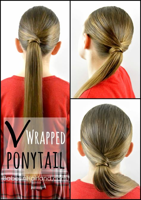 V Wrapped Ponytail from BabesInHairland.com #ponytail #hair #wrap #hairstyle Wrap Hairstyle, Wrapped Ponytail, 1940's Hairstyles, Ballroom Hairstyles, Wrap Ponytail, Childrens Hairstyles, Fishtail Hairstyles, Ballroom Hair