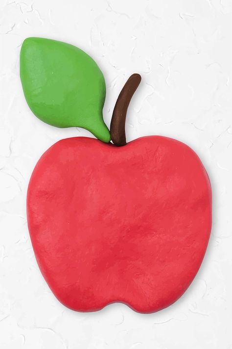 Cute apple clay fruit vector handmade creative art graphic | free image by rawpixel.com / Aew Clay Apple, Redhead Baby, Clay Fruit, Clay Moulding, China Clay, Paper Food, Fruit Vector, Apple Art, Polymer Clay Ornaments