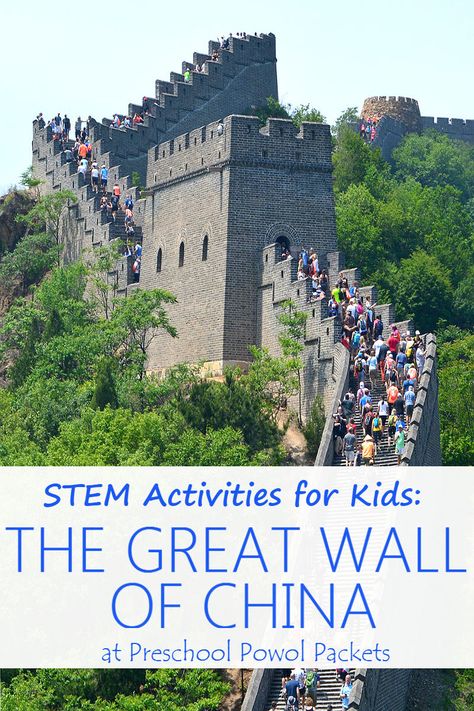 A fun STEM activity for kids with a geography twist: learn about the Great Wall of China with this hands-on project!! Fun for preschoolers to do with older kids or a parent helper! Ancient China Activities, China For Kids, Stem Activity For Kids, Global Studies, Fun Stem Activities, Geography Activities, Explore China, China Culture, Homeschool Social Studies