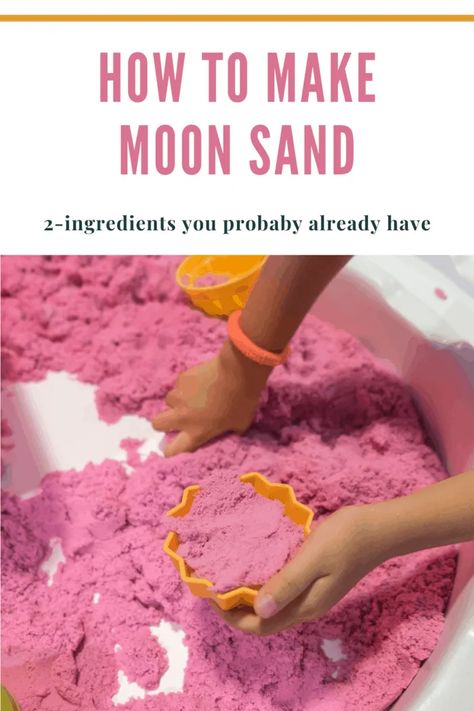 Kinect Sand Diy, Edible Kinetic Sand Recipe, Moon Sand Recipe 2 Ingredients, Moonsand Recipe, Pinterest Activities, Moon Sand Recipe, Homemade Kinetic Sand, Toddler Activity Bags, Johnson Baby Oil