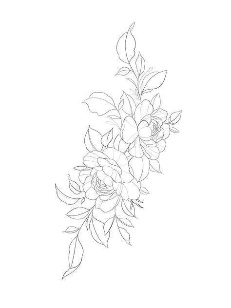 Peony Flower Tattoo Design Shoulder, Shoulder Arm Flower Tattoo, Floral Tattoo Stencil Outline, Floral Sleeve Tattoo Stencil, Peony Tattoo Drawing, Hip Tattoo Stencil, Peony Tattoo Stencil, Peony Outline Tattoo, Peony Flower Outline