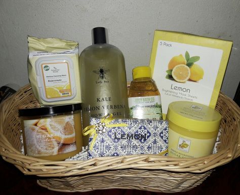 Lemon themed gift basket Silent Auction Basket, Silent Auction Baskets, Auction Basket, Lemon Theme, Auction Baskets, Themed Gift Baskets, Silent Auction, Gift Basket, Gift Baskets