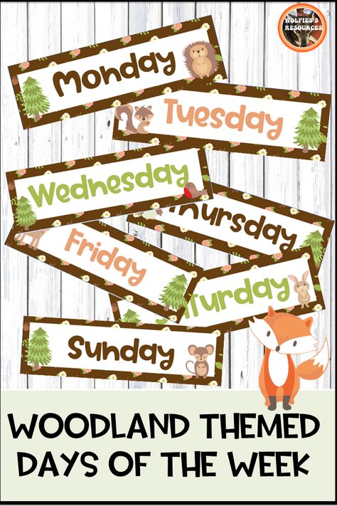 Forest Themed Preschool Classroom, Woodland Classroom Theme Decor, Woodland Decorations Forest Theme, Woodland Classroom Theme, Themed Days Of The Week, Forest Theme Classroom, Classroom Camping, Autumn Classroom, Woodland Classroom