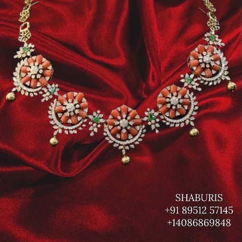 4 Likes, 0 Comments - SHABURIS SILVER JEWELRY (@shaburis) on Instagram: “CORAL COLLECTION !!! . Shot for @shaburis (Jewellery) .⁣ .⁣ #jewelry #gifts #silverjewellery…” Diamond Emerald Necklace, Coral Collection, Silver Market, Indian Gold Jewelry, Gold Schmuck, Necklace Bead, Gold Jewelry Sets, Jewelry Catalog, Jewelry Care Instructions