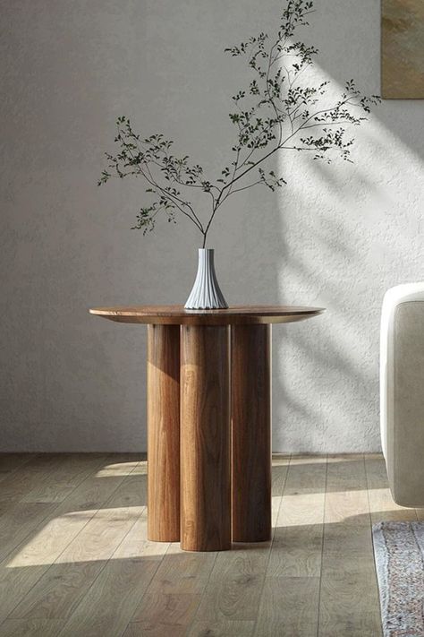 Atwood Side Table | Valyou Furniture Bulky Side Table, Corner Accent Table Living Room, Unique Wood Side Table, Marble Topped Side Table, Statement Side Table, Small Wooden Side Table, Wooden Side Table Design, Japandi Side Table, Small Table Ideas