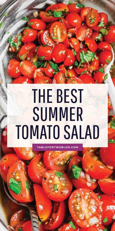 This is the best summer tomato salad! With a short ingredient list, this fresh salad will have you making it all summer long! #tomato #tomatosalad #summersalad #freshingredients Easy Tomato Salad, Summer Tomatoes Recipes, Fresh Tomato Salad, Fresh Tomato Salad Recipes, Fresh Tomato Recipes Salad, Tomatoe Salad Recipe, Fresh Tomato Salads, Cherry Tomato Salad Recipes, Tomatoes Salad Recipes