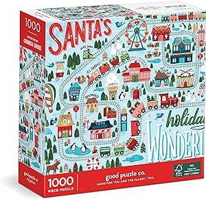 Galison Good Puzzle Co. Santa's Wonderland 1000pc Puzzle Puzzle Artwork, Holly Spirit, Toy Workshop, Santa North Pole, Holiday Puzzle, Color Puzzle, Challenging Puzzles, 500 Piece Puzzles, 1000 Piece Jigsaw Puzzles