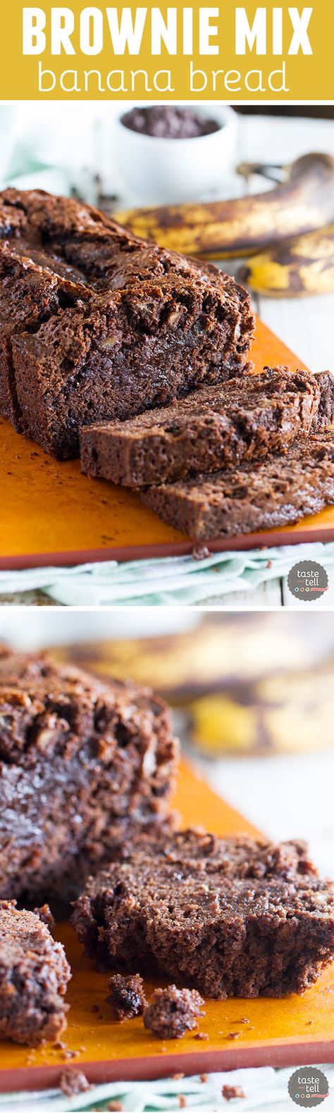 What do you get when you combine brownies and banana bread? This delectable Brownie Mix Banana Bread! Rich and chocolatey with the moistness of banana bread, you won’t be able to stop at one slice! Brownies Banana, Brownie Bread, Cake Mix Banana Bread, Super Cookies, Bread Ideas, Chocolate Ideas, Cake Mixes, Cookies Cake, Sweet Breads