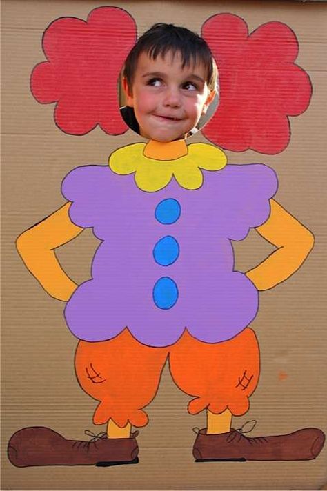 Clown Cut Out  Here's another great photo opp, guests look through the cut out and appear like a clown! Circus Party Games, Carnival Party Games, Theme Carnaval, Carnival Crafts, Diy Carnival, Fall Carnival, Circus Carnival Party, Clown Party, Kids Carnival