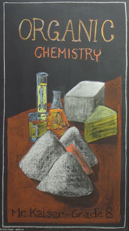 Chemistry Title Page, Waldorf Chalkboard, Chalkboard Pictures, Chalkboard Drawing, Blackboard Drawing, Chemistry Art, Middle School Literacy, 8th Grade Art, Chalkboard Drawings