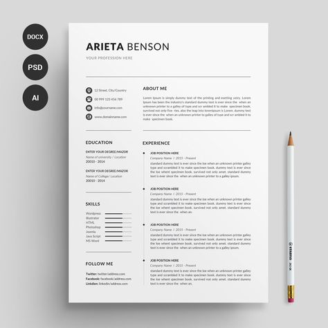 Word Resume/CV Template. Clean, Modern and Professional Resume and Letterhead design. Fully customizable easy to use and replace color & text. Give an employer a great first impression and help you land your dream job. #resume #branding #job #application #cv #portfolio #minimal #stationery #professional #work #artistic #vibrant #colorful #print #presentation #showcase #gallery #infographic Student Cv Examples, Resume Design Inspiration, Kombinasi Font, Cv Portfolio, Minimal Stationery, It Cv, Minimal Resume, Resume Design Professional, Awesome Drawing