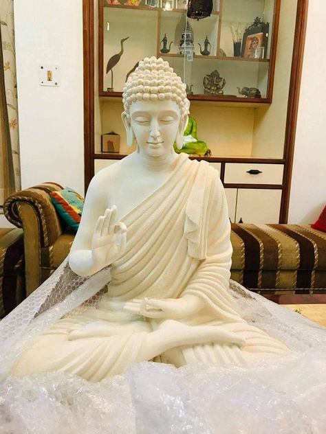 Phooldan Red Buddha Resin Statue Table Desk Decor Meditating Idol Gifts Antique Design for Home Decoration, Living Room Bedroom (2ft) Buddha Statue Decor, Buddha Statue Home, Statue Table, White Buddha, Meditating Buddha Statue, Buddha Meditation, Resin Statue, Design For Home, Big Buddha