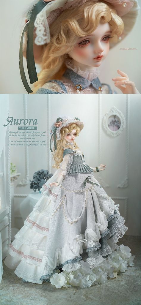 Aurora, 42cm Charm Doll Girl - BJD, BJD Doll, Ball Jointed Dolls - Alice's Collections Porcelain Doll Aesthetic, Bjd Dress, Gaun Abad Pertengahan, Bjd Dolls Girls, Fairy Art Dolls, Doll Aesthetic, Fantasy Doll, Victorian Dolls, Smart Doll