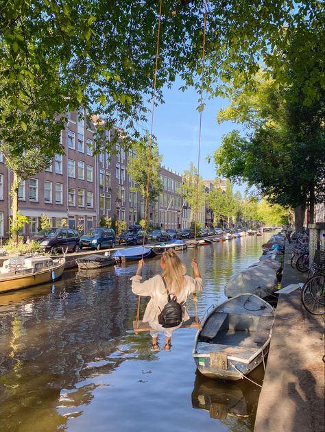 Amsterdam swing over canal Amsterdam Pictures, Amsterdam Photos, Amsterdam Canals, Visit Amsterdam, Europe Photos, Amsterdam Travel, Spring Is In The Air, Amsterdam City, Europe Summer