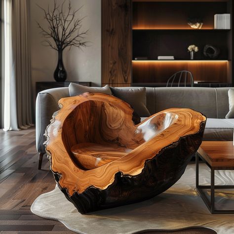 The live edge heart-shaped chair is a stunning blend of rustic charm and romantic elegance. Handcrafted from a single slab of natural wood, this chair features a unique live edge, preserving the organic contours and raw beauty of the tree from which it was made. The backrest is meticulously carved into a heart shape, adding a whimsical and intimate touch. Each chair is one-of-a-kind, showcasing the wood’s unique grain patterns, knots, and textures. Perfect as a statement piece or a heartfelt ... Woodwork Ideas, Art Deco Artwork, Wood Chairs, Wood Plans, Raw Beauty, Nature Crafts, Bench Table, Art Furniture, Wood Chair