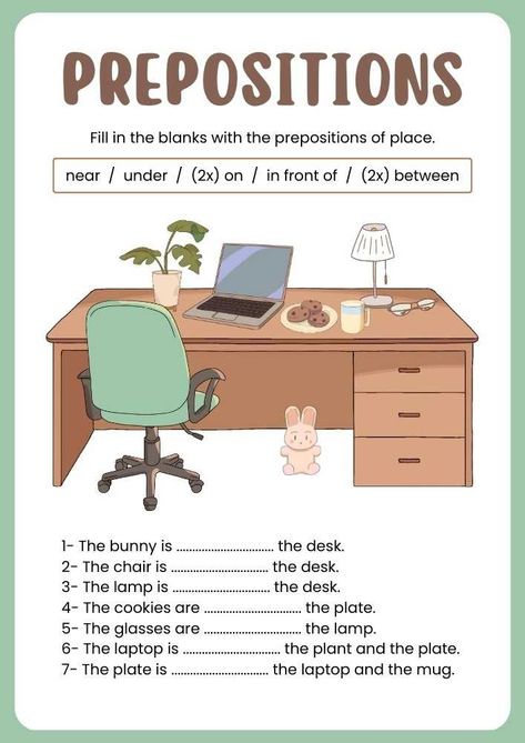 Prepositions of Place English Worksheet Basic English For Kids, Teach English Online, Study English Language, Teaching English Abroad, English Activities For Kids, English Worksheet, Teaching English Grammar, Teaching English Online, Learning English For Kids