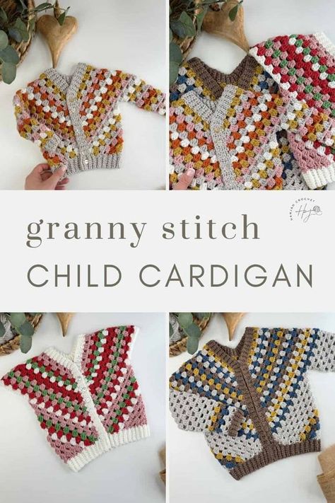 Discover timeless charm with our Granny Stitch Kids Crochet Cardigan Pattern! Perfect for sizes baby to 10 years, this versatile pattern offers cozy warmth and classic style. Granny Square Cardigan Pattern Free Kids, Crochet Baby Cardigan Free Pattern Granny Square, Kids Granny Square Sweater, Granny Square Jumper Pattern Free, Kids Crochet Cardigan, Kids Cardigan Crochet, Crochet Children, Granny Stitch, Crochet Baby Sweaters