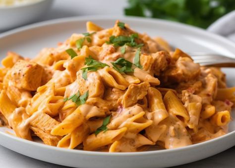 Chipotle Chicken Pasta Recipe Creamy Chipotle Pasta, Creamy Chipotle Chicken, Roasted Red Skin Potatoes, Chipotle Chicken Pasta, Chipotle Pepper Sauce, Chipotle Pasta, Red Skin Potatoes, Main Course Dishes, Freeze Greens