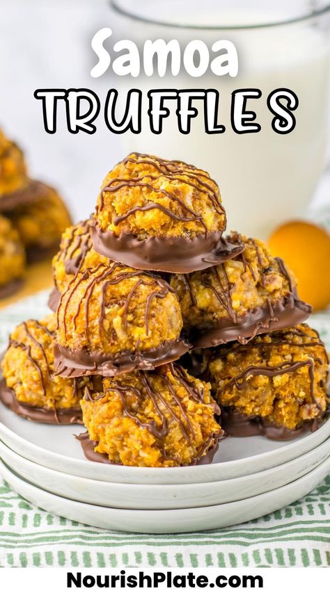 Samoa Truffles Samoa Truffles Recipe, Samoa Truffles, Homemade Samoas, Truffles Recipe, Wafer Cookies, Almond Bark, Truffle Recipe, 2024 Christmas, Cookie Crumbs