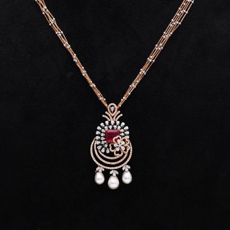 Jewellery Design Gold, Latest Gold Jewellery, Diamond Pendant Jewelry, Gold Pearl Jewelry, Diamond Pendent, Diamond Pendants Designs, Fancy Jewelry Necklace, Diamond Wedding Jewelry, Beautiful Gold Necklaces