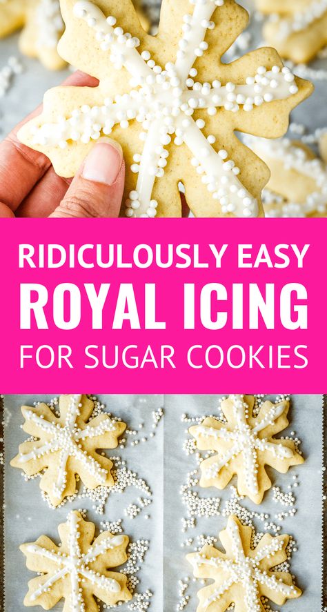 Ridiculously Easy Royal Icing Recipe For Sugar Cookies – Unsophisticook Icing Recipe For Sugar Cookies, Royal Icing For Sugar Cookies, Meringue Powder Royal Icing, Icing For Sugar Cookies, Recipe For Sugar Cookies, Easy Icing Recipe, Best Royal Icing Recipe, Easy Royal Icing, Royal Icing Cookies Recipe