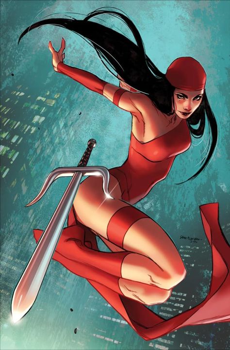 Comic Book Characters Female, Electra Marvel, Marvel Comics Drawing, Marvel Comics Women, Marvel Elektra, Sara Pichelli, Daredevil Elektra, Elektra Natchios, Marvel Comics Vintage