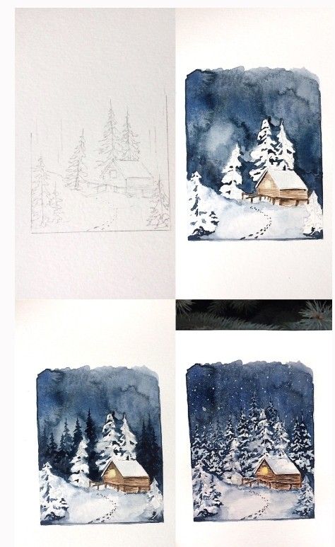 Drawing Hands, Christmas Paintings On Canvas, Winter Watercolor, Christmas Card Art, Easy Canvas Painting, Watercolor Christmas Cards, 수채화 그림, Watercolor Art Lessons, Watercolor Paintings Tutorials