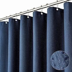 Navy Blue Shower Curtain, Curtains For Bathroom, Extra Long Shower Curtain, Spa Luxury, Cloth Shower Curtain, Long Shower Curtains, Blue Shower Curtains, Bath Curtain, Shower Hooks