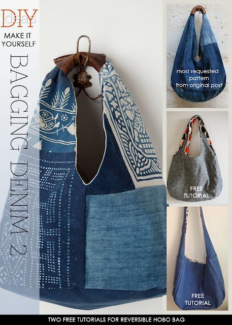 DiaryofaCreativeFanatic Hobo Bag Pattern Free, Diy Denim Bag, Bag Makeover, Denim Hobo Bag, Diy Handbags, Jean Genie, Hobo Bag Patterns, Denim Bag Diy, Bags Sewing