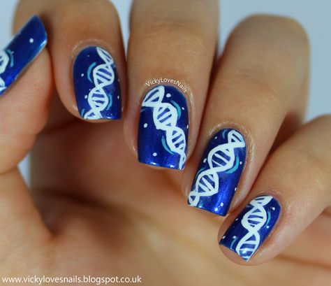 Science Themed Nails, Symposium Outfit, Science Nails Art, Biology Nail Art, Science Nails Designs, Chemistry Nails, Anatomy Nails, Biology Nails, Nerd Nail Art