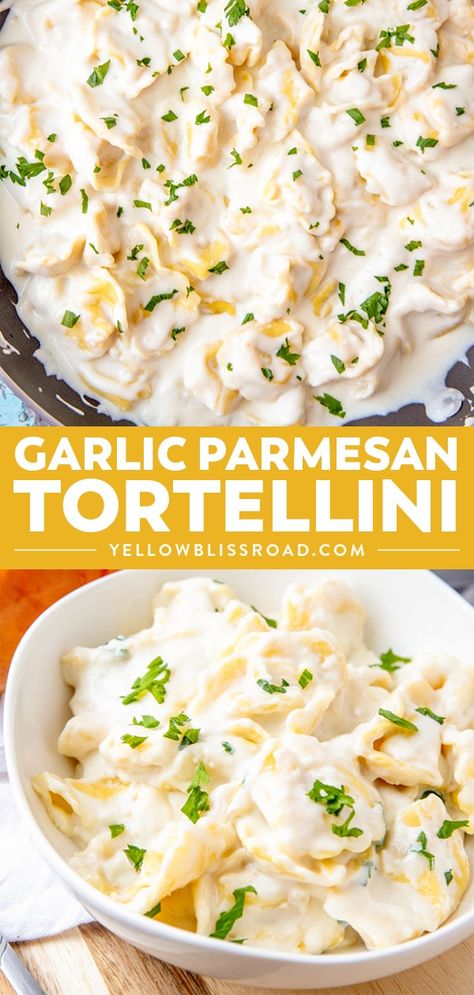 Parmesan Tortellini, Creamy Garlic Parmesan Sauce, Cheesy Tortellini, Food Change, Garlic Parmesan Sauce, Tortellini Recipes, Tortellini Pasta, Random Recipes, Parmesan Sauce