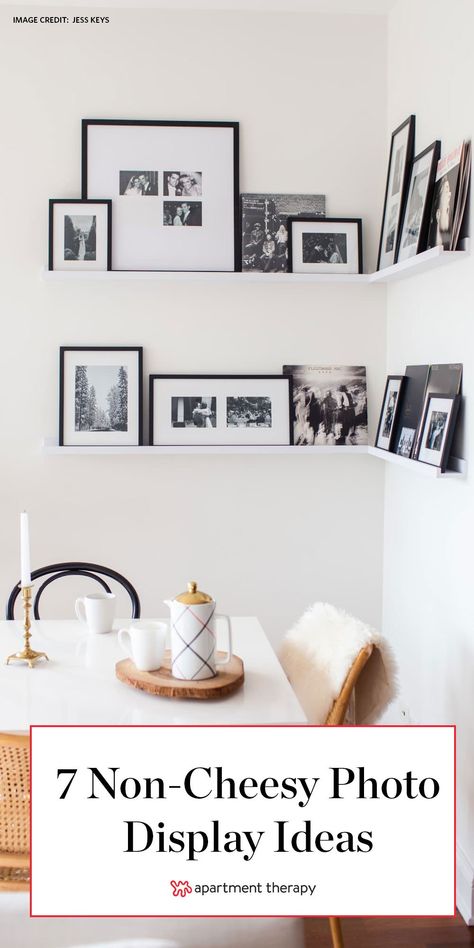 With so many clever ways to display pictures around the house, why not print a bunch of your favorite photos and start decorating? Not sure where to start? Take a cue from the seven beautiful photo wall displays below (none of which are cheesy, promise!)  #photoideas #photowallideas #gallerywall #photowall #photowalldisplay Photo Wall Displays, Ways To Display Pictures, Photo Display Ideas, Interior Farmhouse, Photowall Ideas, Diy Photo Display, Photo Wall Display, Remodel Diy, Display Family Photos