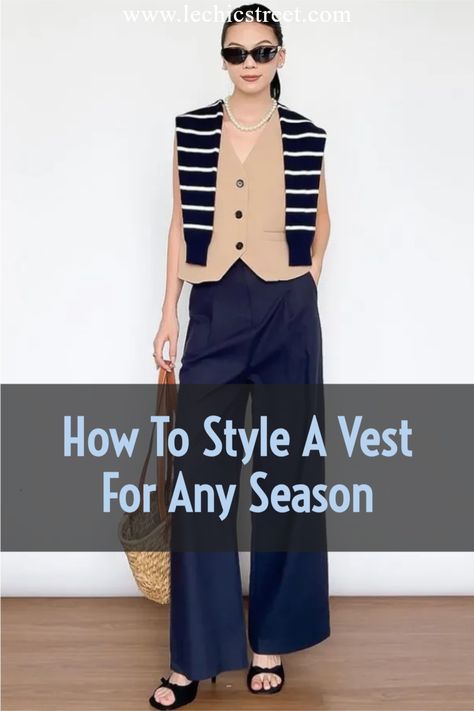 vest style, waistcoat, spring outfits, spring aesthetic fashion, summer outfits, spring outfit, fall outfit Styling Long Vest Outfit Ideas, Tshirt With Vest Outfit, Vest Shirt Outfits For Women, Black Vest Fall Outfits, Office Vest Outfits For Women, How To Style Vest Top, Tuxedo Vest Outfit Women, How To Wear Vests Women, What To Wear For Movie Date Outfit Ideas