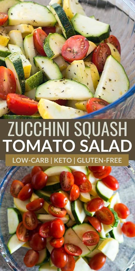 Zucchini Summer Salads, Raw Squash Salad, Zucchini In Salad, Potluck Zucchini Recipes, Zucchini Slaw Recipes, Cucumber And Squash Recipes, Summer Salads With Zucchini, Cold Squash Salad, Raw Squash Recipes