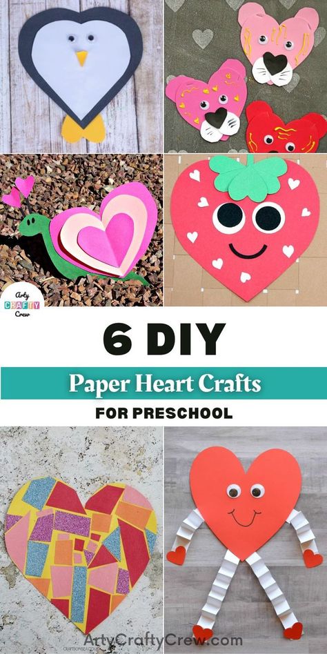 Paper Heart Crafts, Heart Crafts Preschool, Construction Valentines, Hearts Paper Crafts, Prek Crafts, School Kids Crafts, Construction Paper Crafts, Tiger Crafts, Shapes Preschool