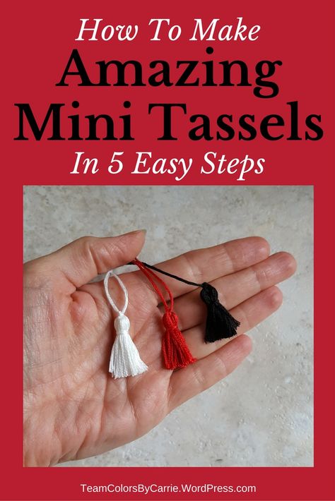 You'll find so many ways to use these adorable mini tassels. From purse charms to bag tags to package tie-ons! Tassel Zipper Pull Diy, Diy Purse Tassel, Zipper Pulls Diy, Bag Tassel Diy, Team Spirit Crafts, Diy Embellishments, Diy Kids Games, Wedding Crafts Diy, Notebook Ideas