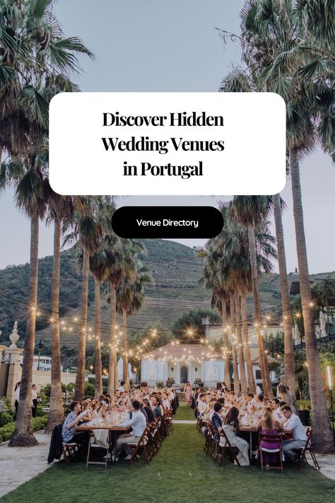 Unlock the secrets of Portugal's most enchanting wedding venues! 🌟 Dive into our Venue Directory and discover hidden gems tucked away in the heart of Portugal's picturesque landscapes. From quaint vineyard estates to historic manor houses, find the perfect backdrop for your dream destination wedding. Let's unveil the magic together! 💍🏰 #PortugalWeddings #HiddenGems #DestinationVenues" Portugese Style Wedding, Wedding Venues Lisbon, Slovenia Wedding Venues, Wedding Venues In Portugal, Small Wedding Portugal, Lisbon Portugal Wedding, Unique Wedding Destinations, Porto Wedding Venues, Wedding Venue Portugal