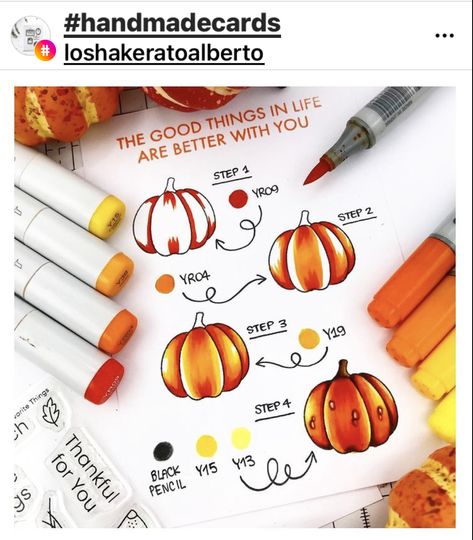 Copic Pumpkin Colors, Coloring Pumpkins With Markers, Ohuhu Marker Tutorials, Coloring With Markers Tips, How To Use Markers To Color, Copic Color Combos, Ohuhu Tutorial, Copic Coloring Tutorials, Marker Coloring Techniques