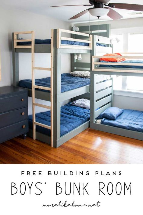 More Like Home: Bunk Bed Plans Multiple Bunks In One Room, Bunk Beds For 10x10 Room, Four Bed Bunk Bed, Multi Bunk Beds, 4 Bunk Beds In One Room Small Spaces, Two Twin Bunk Beds In One Room, 6 Bunk Beds In One Room, Quad Corner Bunk Beds, Tri Bunk Beds Small Rooms